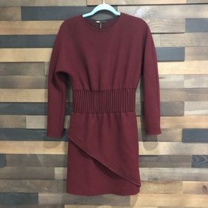 Maje Wrap-effect Waffle-knit Mini Dress